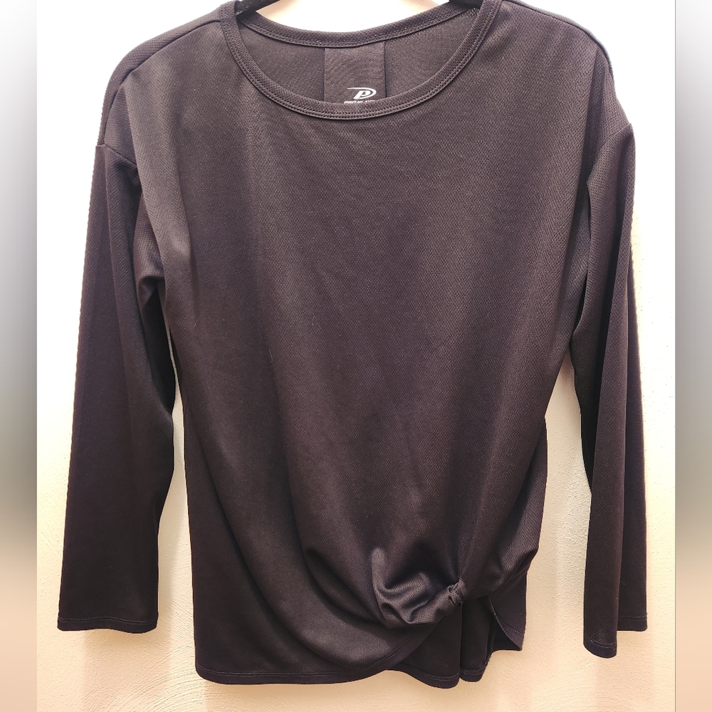 Pro Player Black Crewneck Athletic Long Sleeve With Side Twist Size M